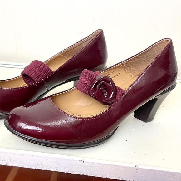 Merona Burgundy Dressy Mary Jane Faux Leather Casual Heeled Comfort Pump size 10 - Picture 6 of 14